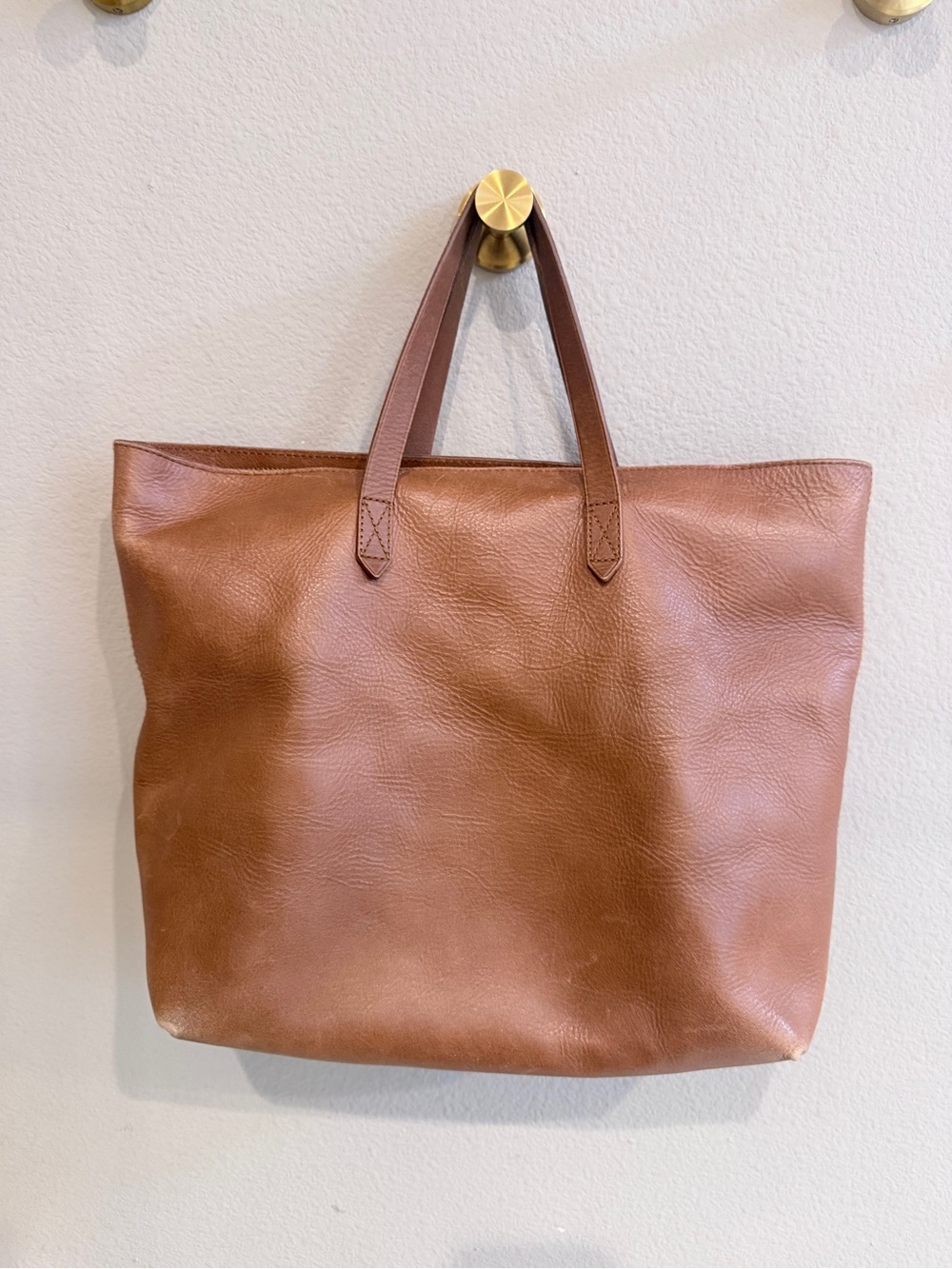 Madewell The Zip-Top Transport Carryall English Saddle Leather Tote Bag